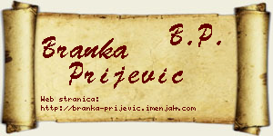 Branka Prijević vizit kartica